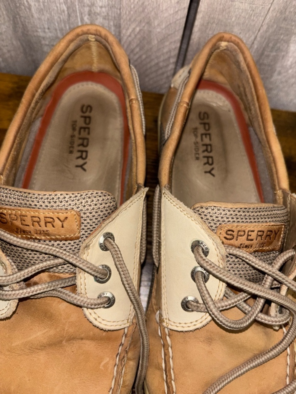 Men's Sperry Billfish Boat Shoes Like New Tan Leather 12 XW - Picture 7 of 9